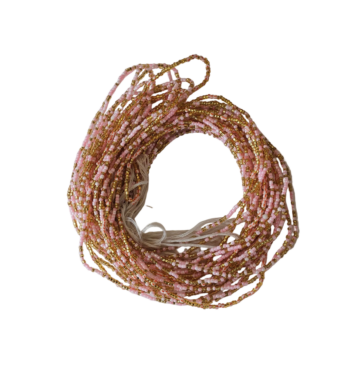 Traditional African Beaded Waist Beads - Tie-On Single Strand Made in Ghana, 2 Piece
