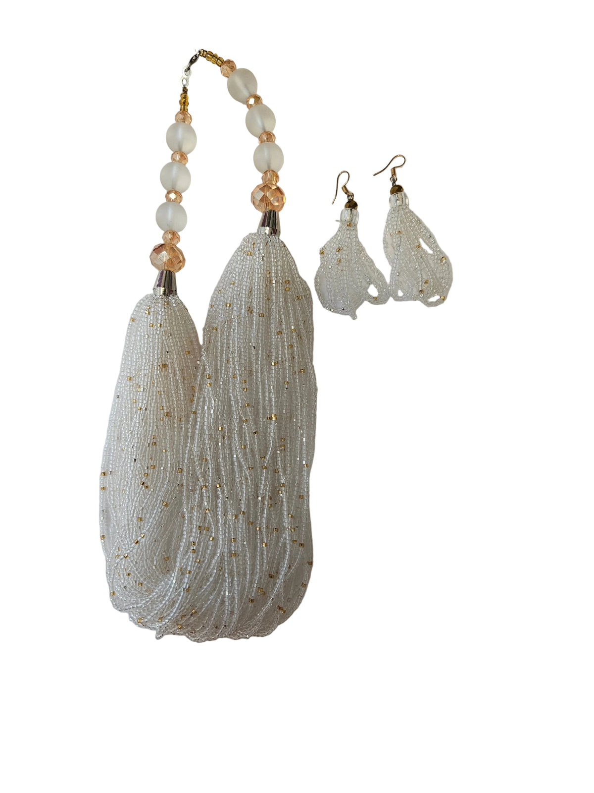 African Necklace Glass Beaded Tow Peice Set