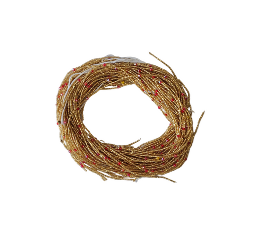 Traditional African Beaded Waist Beads - Tie-On Single Strand Made in Ghana, 2 Piece