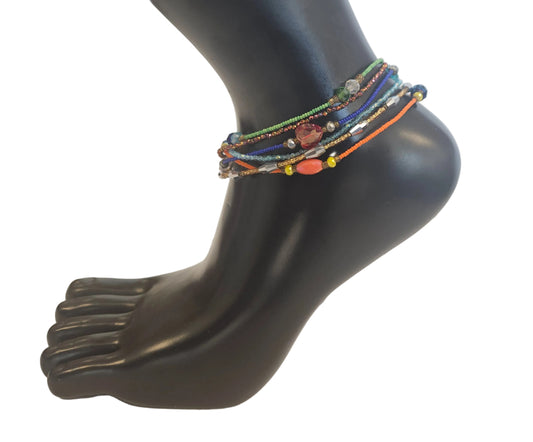 GG's African Beads Ankles 2Pcs,Handmade Beaded Foot Chain Jewelry For Women Bracelets