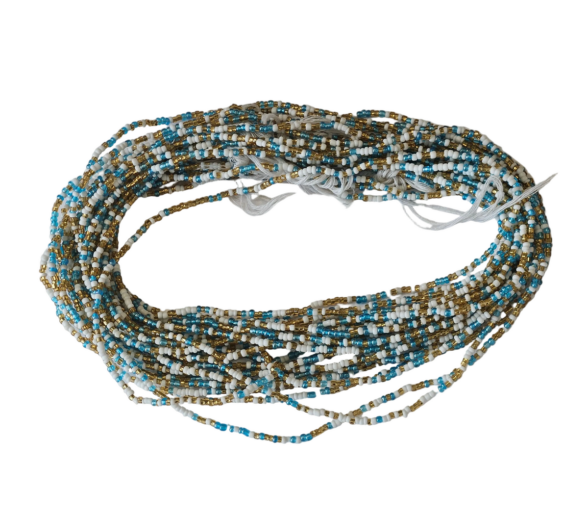 Traditional African Beaded Waist Beads - Tie-On Single Strand Made in Ghana, 2 Piece