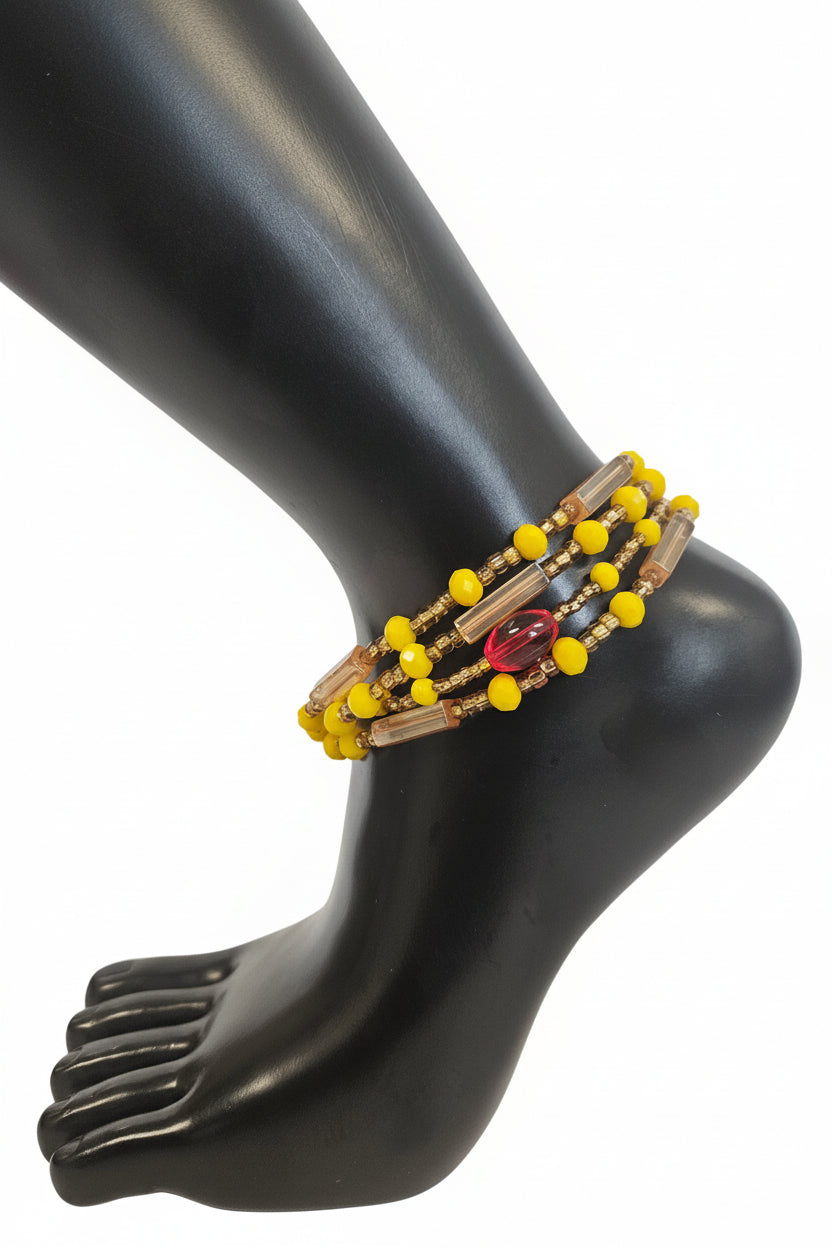 GG's African Beads Ankles 2Pcs,Handmade Beaded Foot Chain Jewelry For Women Bracelets