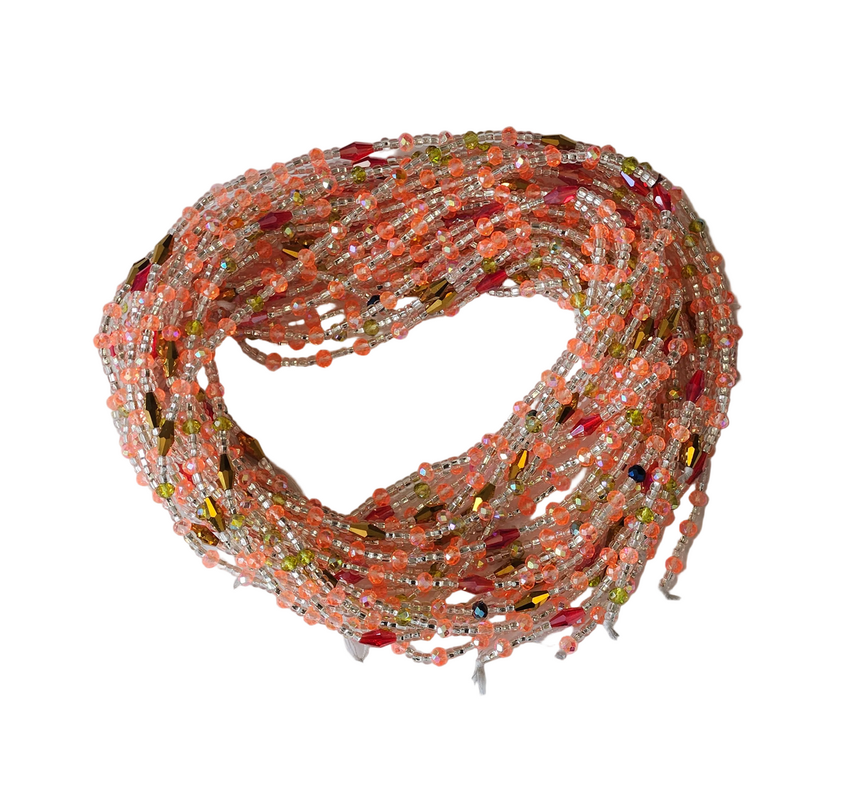 Traditional African Beaded Waist Beads - Tie-On Single Strand Made in Ghana, 2 Piece