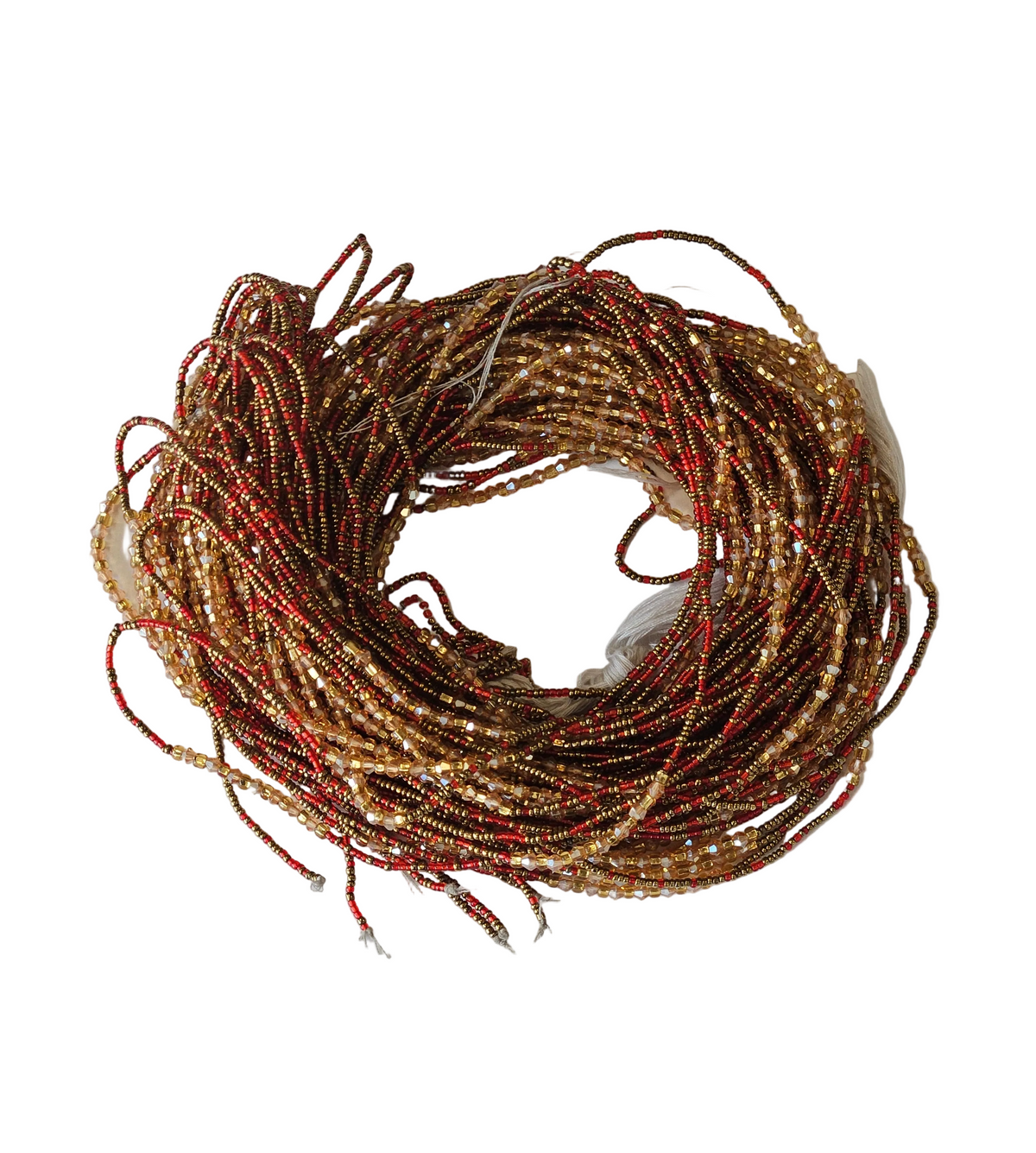 Traditional African Beaded Waist Beads - Tie-On Single Strand Made in Ghana, 2 Piece