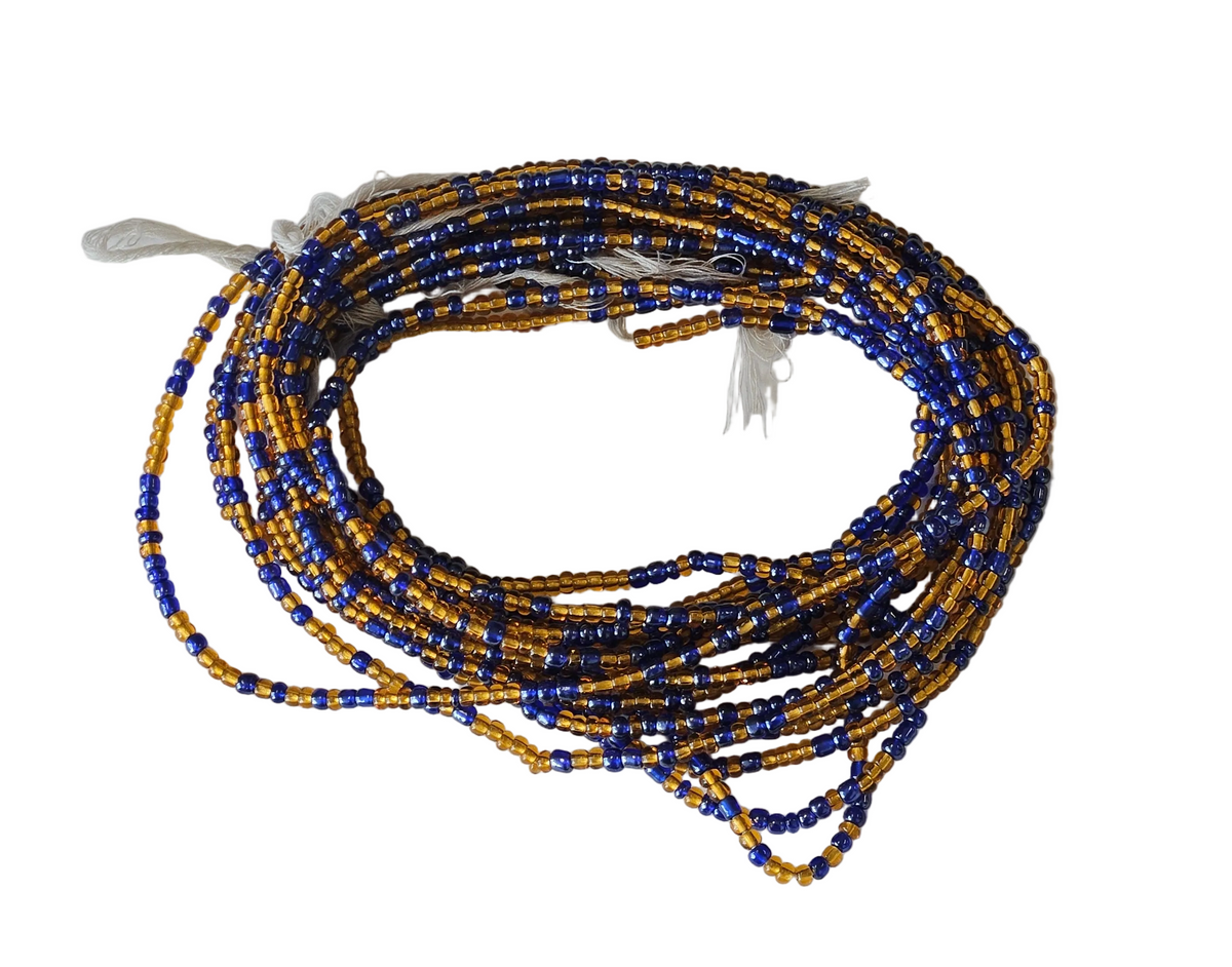Traditional African Beaded Waist Beads - Tie-On Single Strand Made in Ghana, 2 Piece