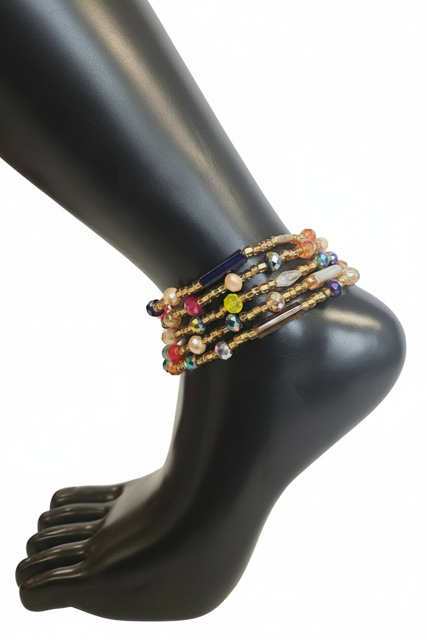 GG's African Beads Ankles 2Pcs,Handmade Beaded Foot Chain Jewelry For Women Bracelets