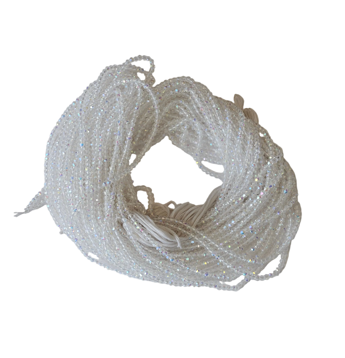 Traditional African Beaded Waist Beads - Tie-On Single Strand Made in Ghana, 2 Piece