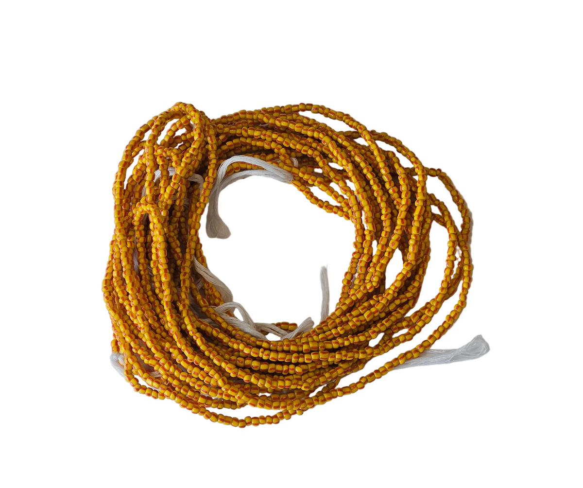 Traditional African Beaded Waist Beads - Tie-On Single Strand Made in Ghana, 2 Piece