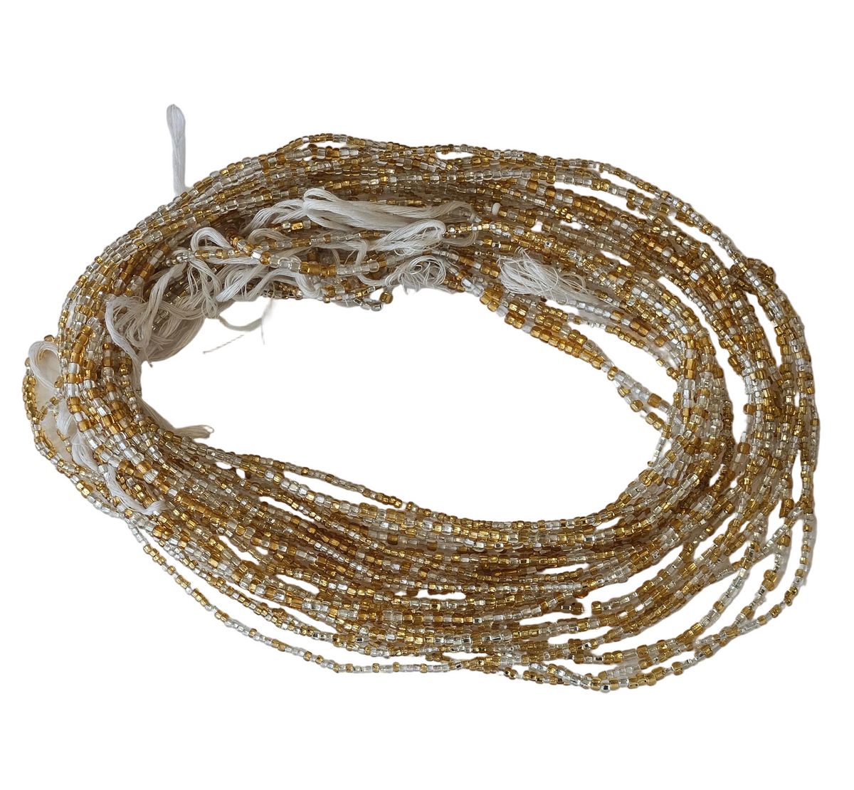 Traditional African Beaded Waist Beads - Tie-On Single Strand Made in Ghana, 2 Piece