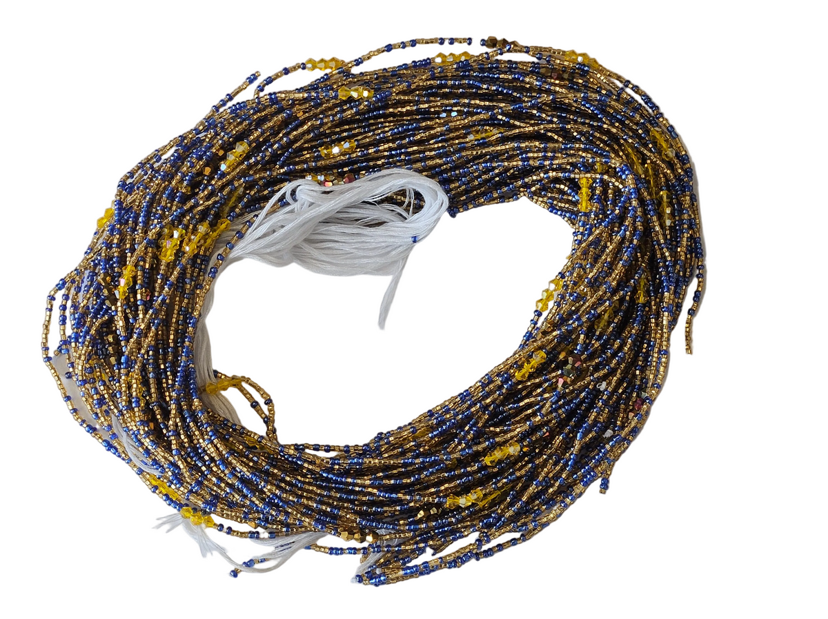 Traditional African Beaded Waist Beads - Tie-On Single Strand Made in Ghana, 2 Piece