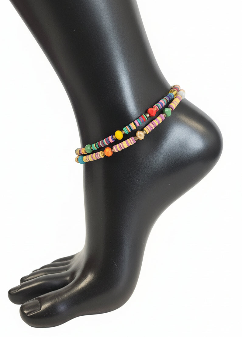 GG's African Beads Ankles 2Pcs,Handmade Beaded Foot Chain Jewelry For Women Bracelets