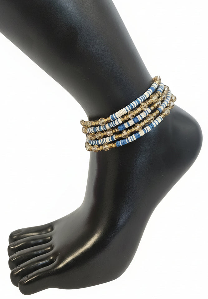 GG's African Beads Ankles 2Pcs,Handmade Beaded Foot Chain Jewelry For Women Bracelets