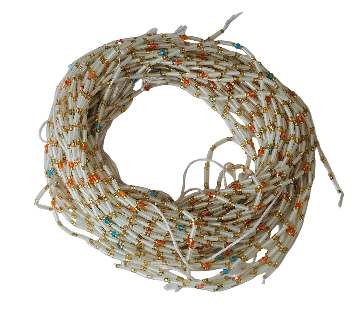 Traditional African Beaded Waist Beads - Tie-On Single Strand Made in Ghana, 2 Piece