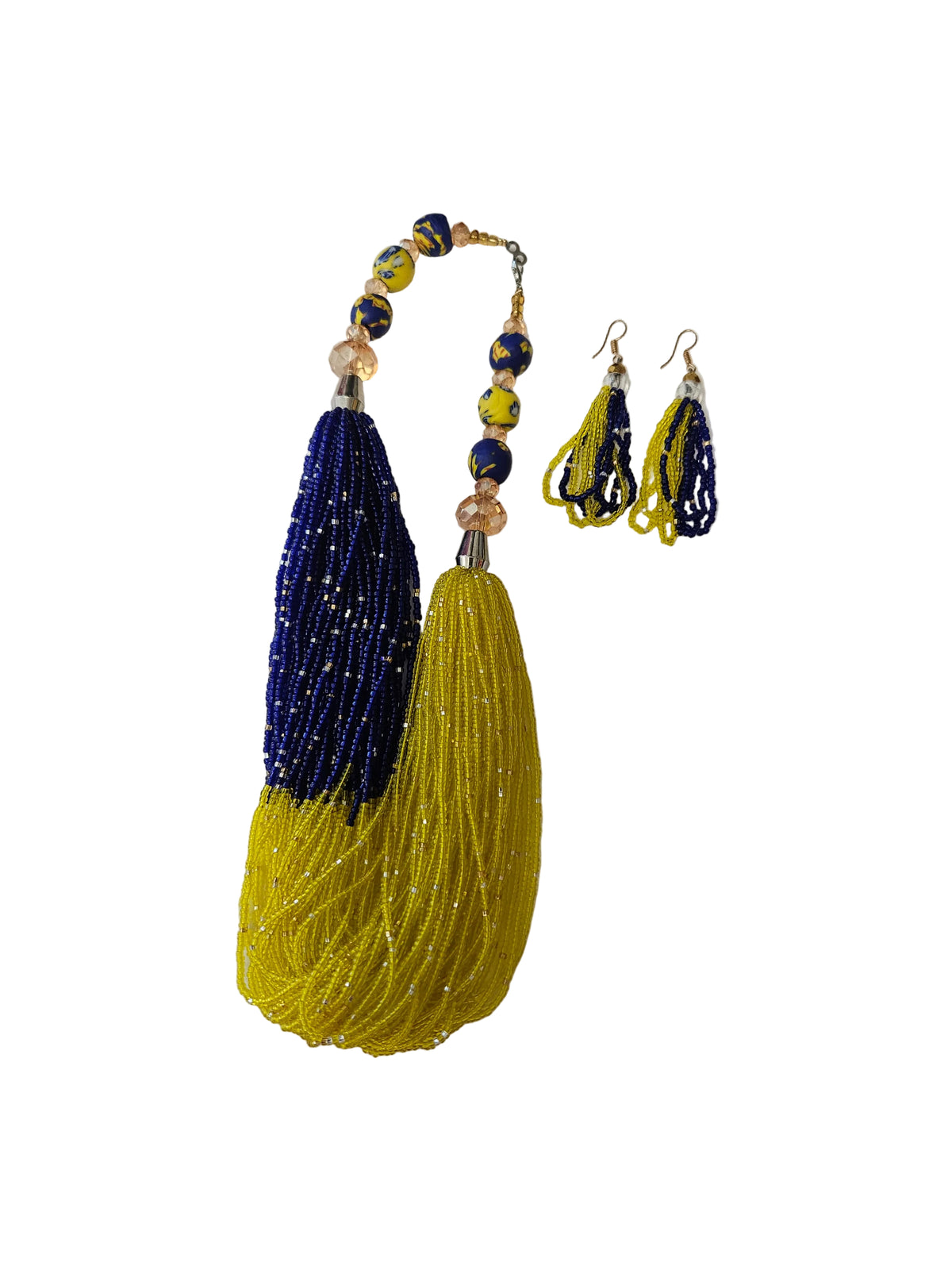 African Necklace Glass Beaded Tow Peice Set