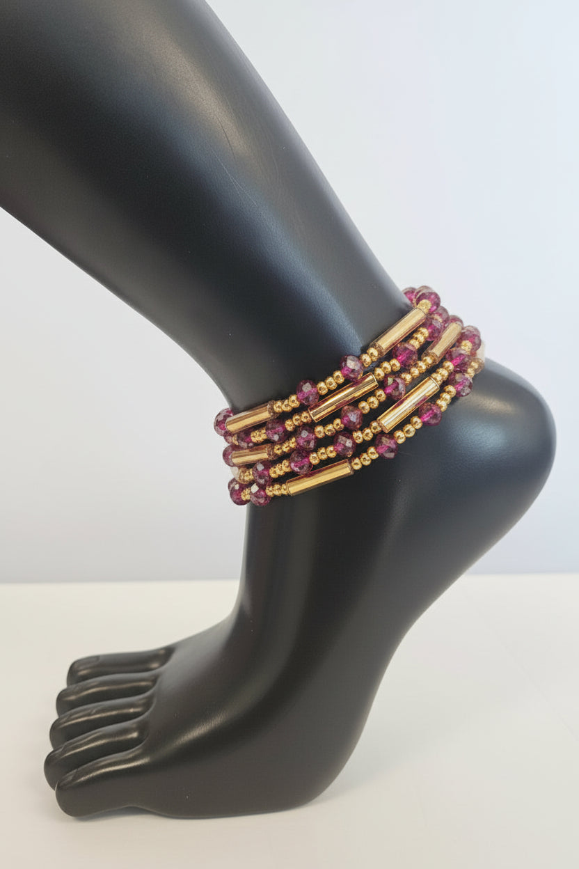 GG's African Beads Ankles 2Pcs,Handmade Beaded Foot Chain Jewelry For Women Bracelets