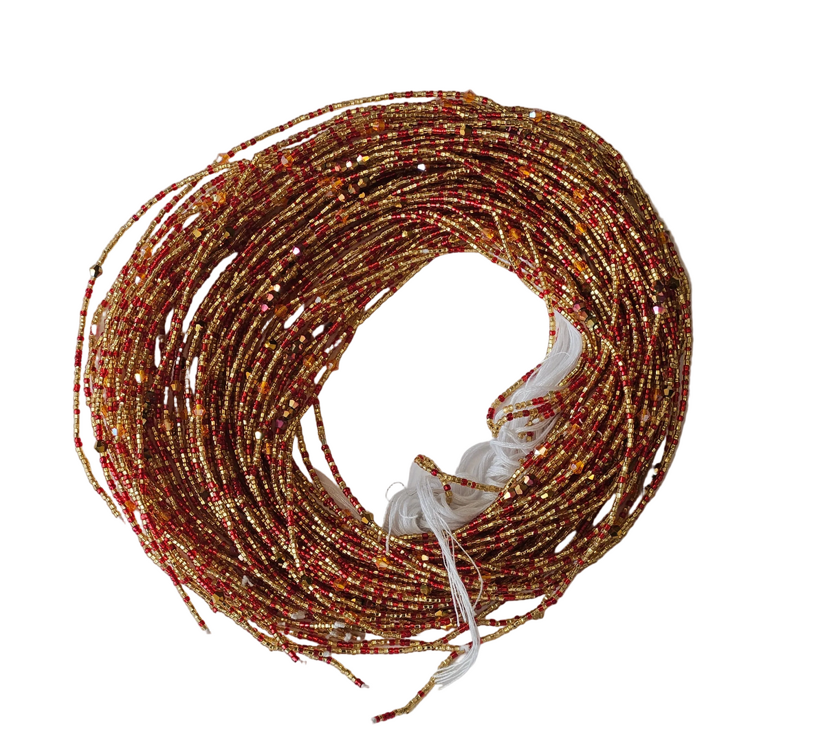 Traditional African Beaded Waist Beads - Tie-On Single Strand Made in Ghana, 2 Piece