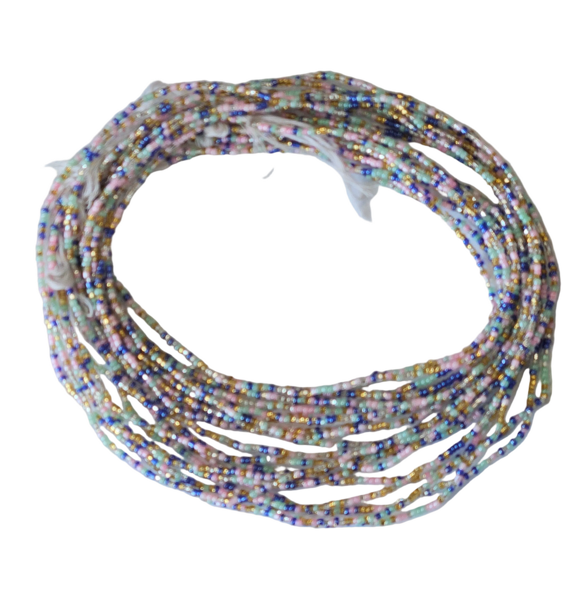 Traditional African Beaded Waist Beads - Tie-On Single Strand Made in Ghana, 2 Piece
