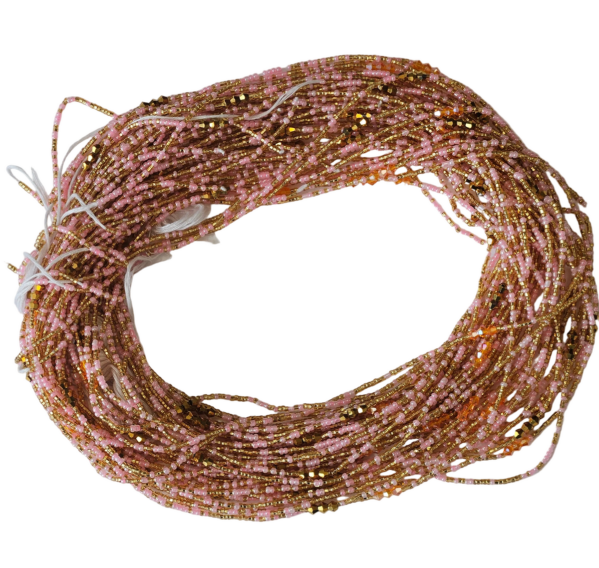 Traditional African Beaded Waist Beads - Tie-On Single Strand Made in Ghana, 2 Piece