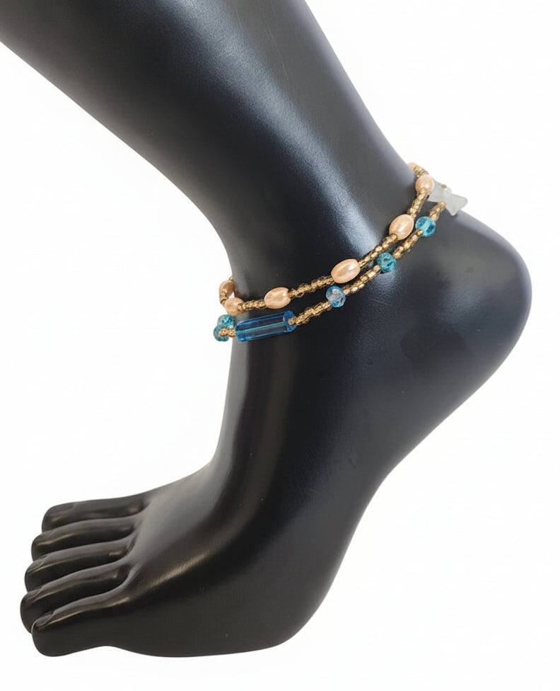 GG's African Beads Ankles 2Pcs,Handmade Beaded Foot Chain Jewelry For Women Bracelets