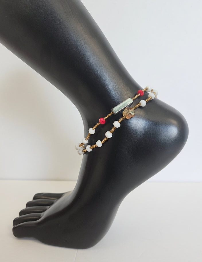GG's African Beads Ankles 2Pcs,Handmade Beaded Foot Chain Jewelry For Women Bracelets